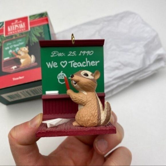 Hallmark Keepsake Ornament Handcrafted Chipmunk Teacher 1990 - Picture 1 of 10